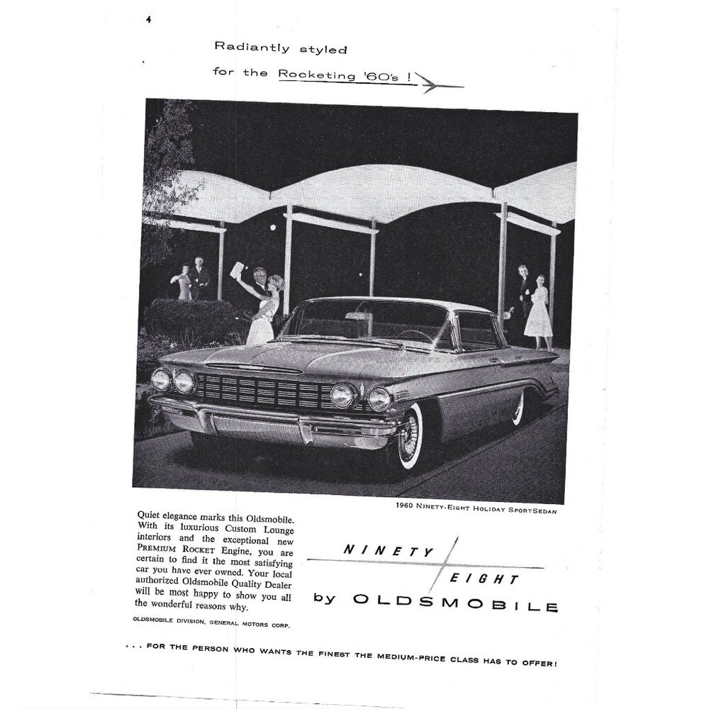 Ninety Eight Oldsmobile Rocket Engine Advertisement 1950s Vintage Print Ad 9 inc